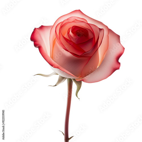 Close-up of a single pink rose with delicate petals, perfect for romantic and nature-themed projects or backgrounds.