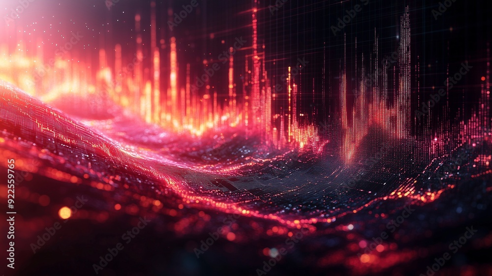 Naklejka premium Financial stock market diagram with graph lines, chart with rising and falling lines, detailed and intricate stock market. Ai generative