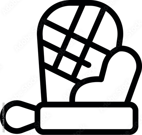 Simple vector icon of an oven mitt offering protection from heat