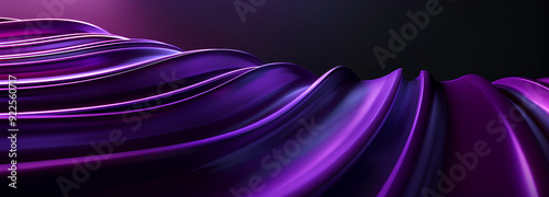Curve 3d purple abstract banner with a black background for presentations and other media