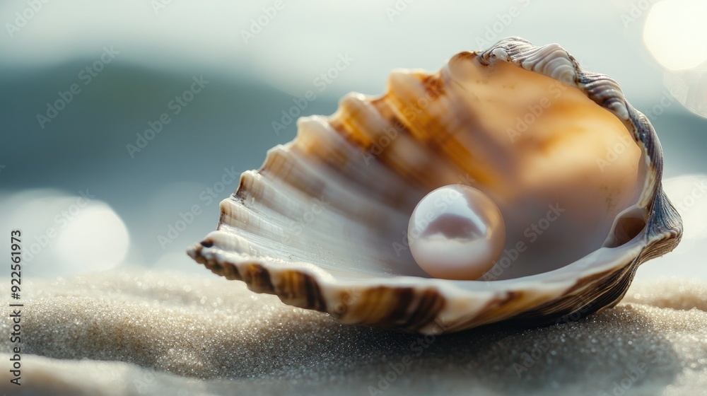 A pearl sits nestled inside an open shell, offering a glimpse into the treasures of the sea.