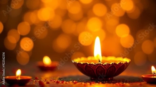 diwali diya lit candles burning hindu festival cultural celebration bokeh festive blurred background animation video