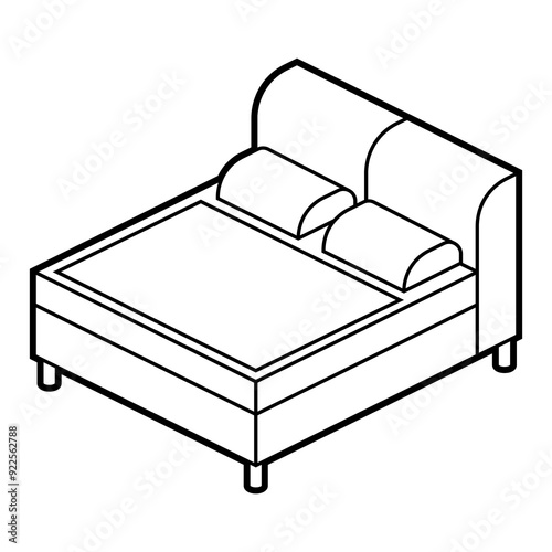 Bed icon in isometry style. Domestic and office furniture and equipment.