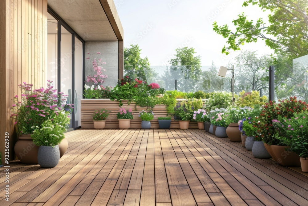Cozy comfortable wooden terrace balcony Cozy comfortable wooden terrace balcony