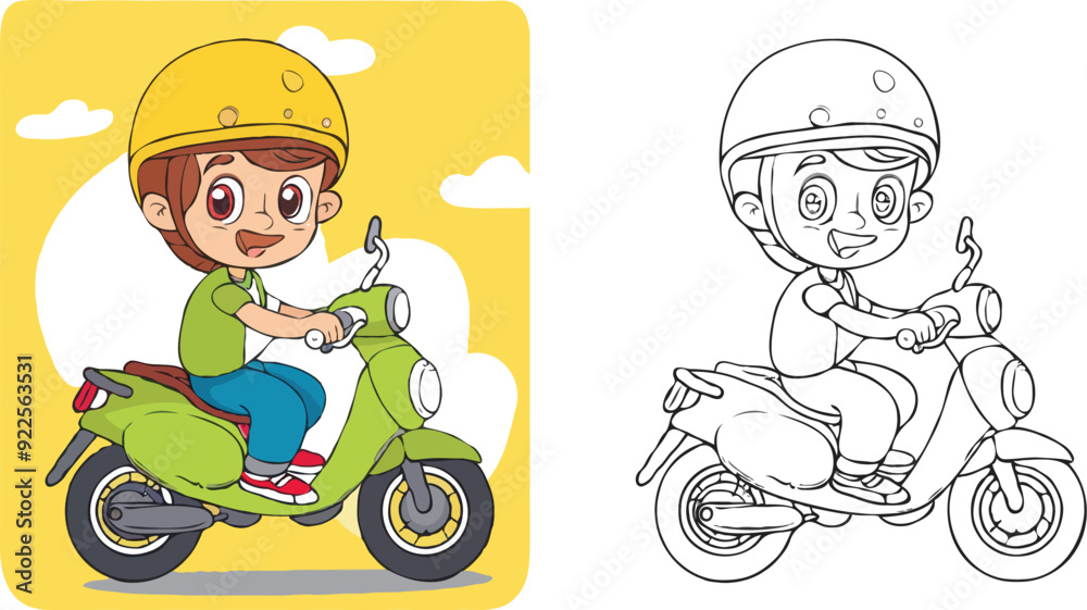 coloring page a simple drawing of baby boy driving vehicle, Coloring book coloring page a simple drawing of baby boy driving vehicle, Coloring book