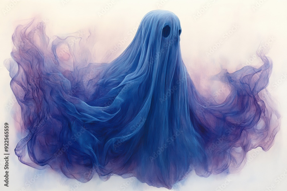 Elegant Watercolor Ghostly Figure with Flowing Translucent Brushstrokes Elegant Watercolor Ghostly Figure with Flowing Translucent Brushstrokes