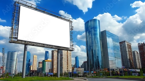 Blank Billboard in Modern Cityscape