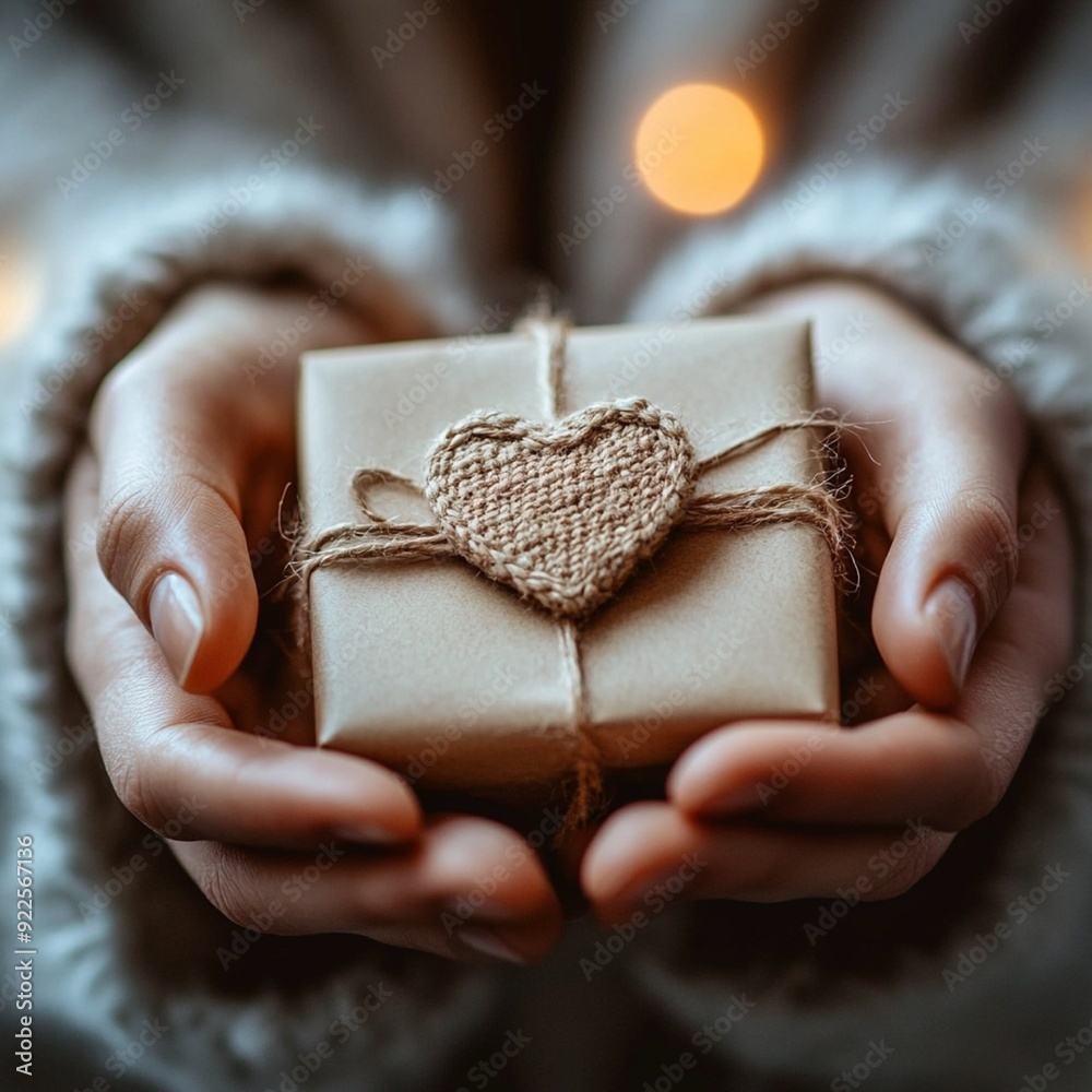 Gift of Love: Hands Holding a Thoughtfully Wrapped Present Gift of Love: Hands Holding a Thoughtfully Wrapped Present