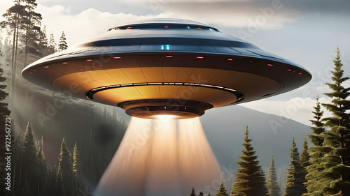 ufo flying above the clouds
