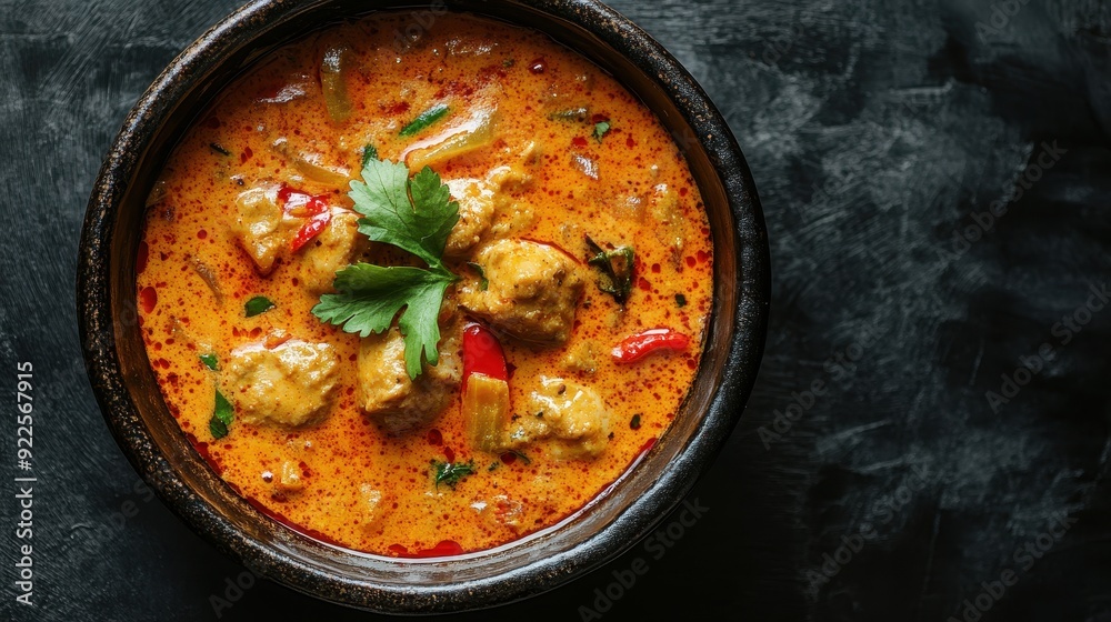 A delicious bowl of creamy curry featuring tender chicken, vibrant vegetables, and fresh herbs, perfect for comforting meals. A delicious bowl of creamy curry featuring tender chicken, vibrant vegetables, and fresh herbs, perfect for comforting meals.