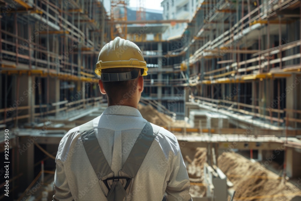 Civil engineer looking at a construction site