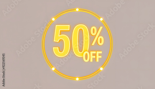 50 percent off sale icon isolated with white highlights, png photo