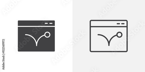 Bounce rate vector icon set black filled and outlined style.