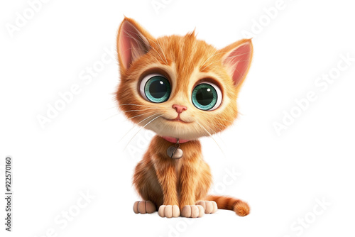 3d cheerful cartoon cat character standing isolated on transparent background
