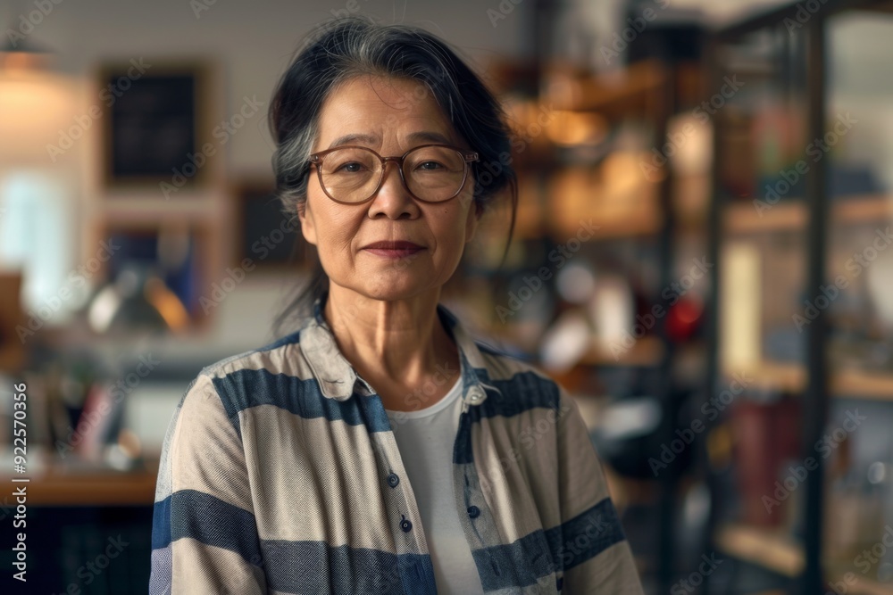 Portrait of a middle aged woman in startup company office Portrait of a middle aged woman in startup company office