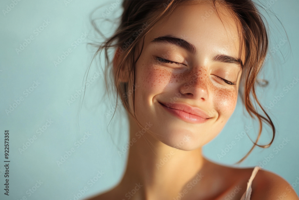 A close up of a woman's face with her eyes closed A close up of a woman's face with her eyes closed