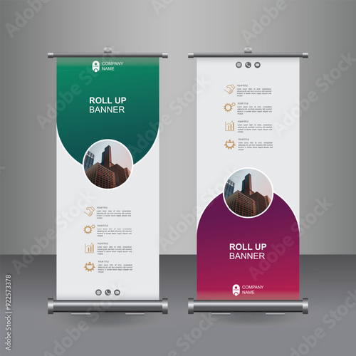 Vertical Business Roll Up  Banner Design, Signboard Advertising Brochure Flyer Template Vector X-banner and Street Business Flag of Convenience, Layout Background.