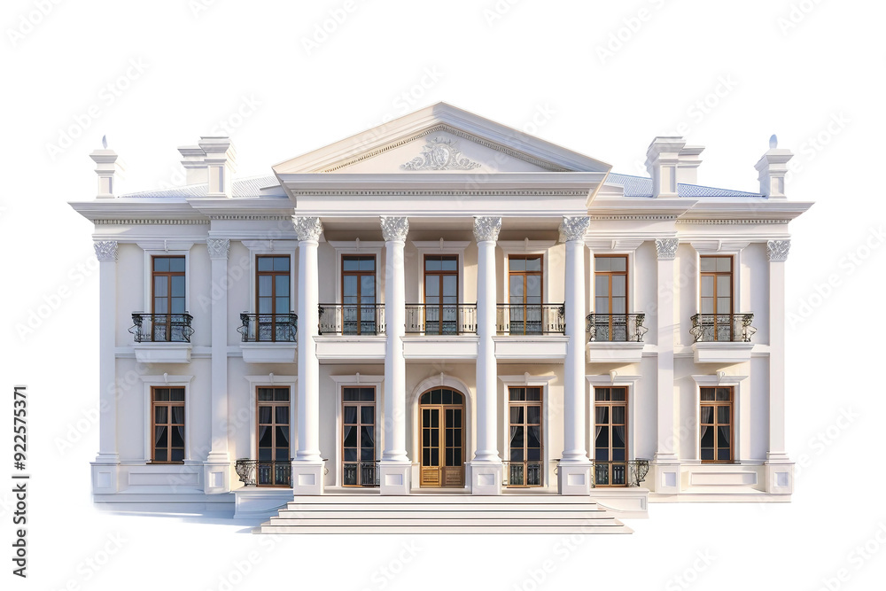 Fototapeta premium 3d opulent luxury villa mansion isolated on transparent background