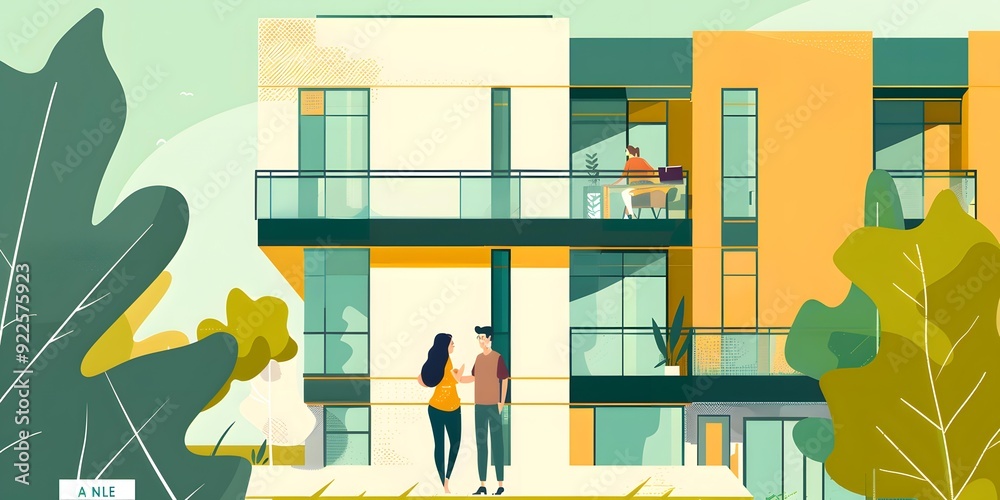 Couple Talking On Balcony Of Modern Building