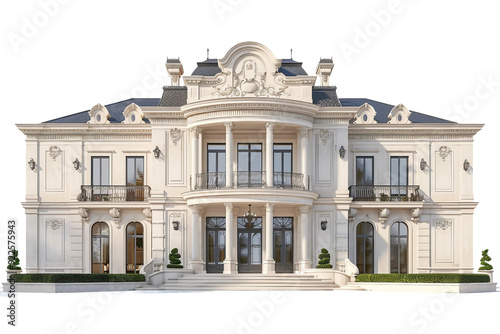3d elegant mansion with luxurious design isolated on transparent background