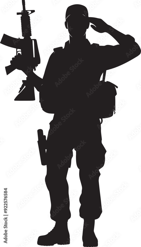 Black silhouette of a Soldier warrior isolated on a white background vector illustration Black silhouette of a Soldier warrior isolated on a white background vector illustration
