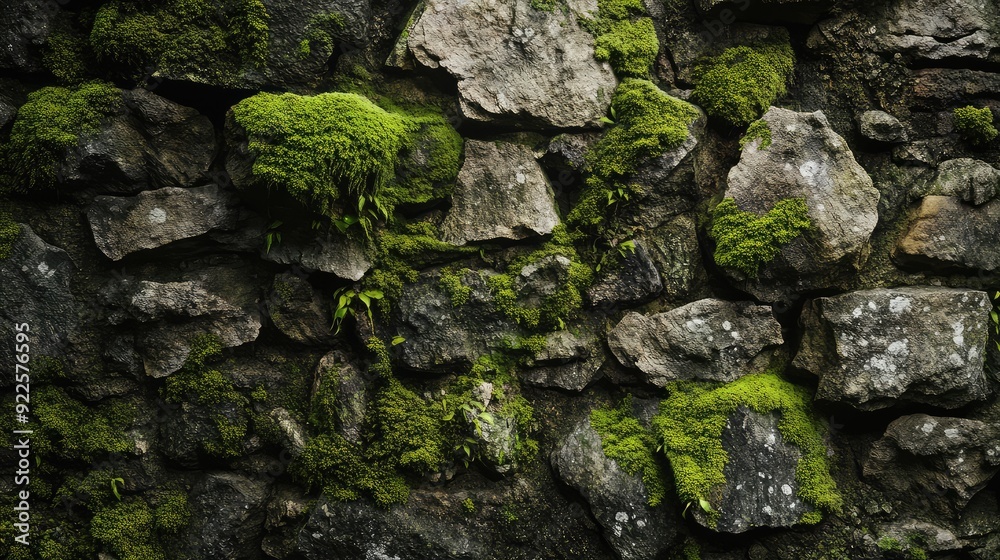 Moss-covered ancient stone wall, with visible signs of decay and erosion. Moss-covered ancient stone wall, with visible signs of decay and erosion.