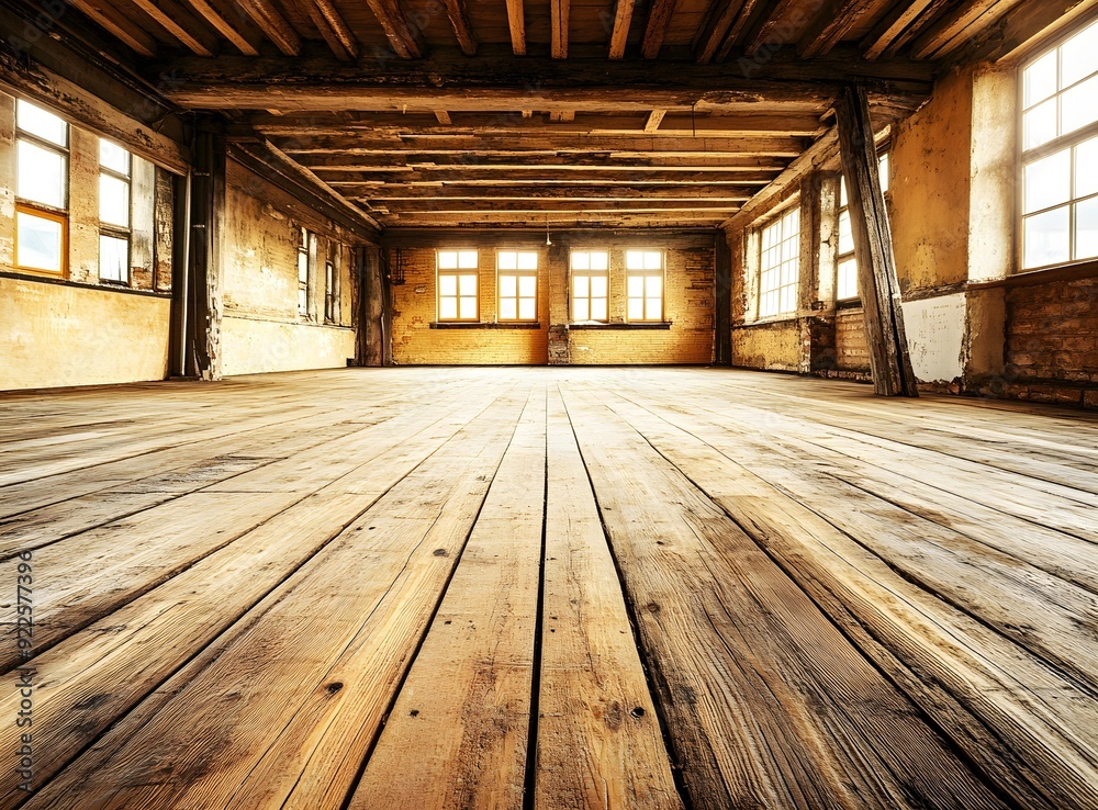 Old Abandoned Building With Wooden Floor And Windows Old Abandoned Building With Wooden Floor And Windows
