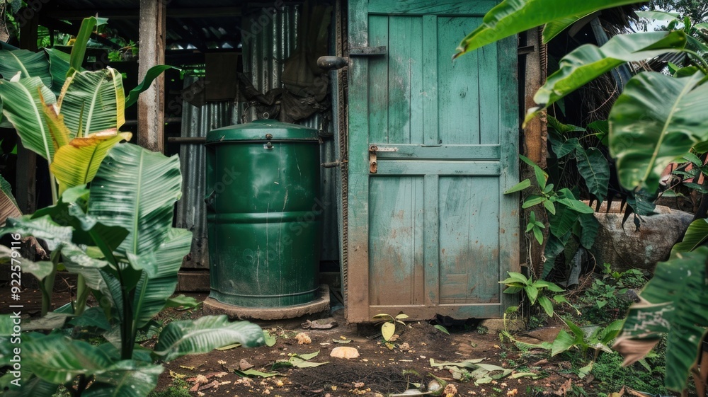 Obraz premium Sustainable sanitation practices, emphasizing the environmental benefits of composting toilets