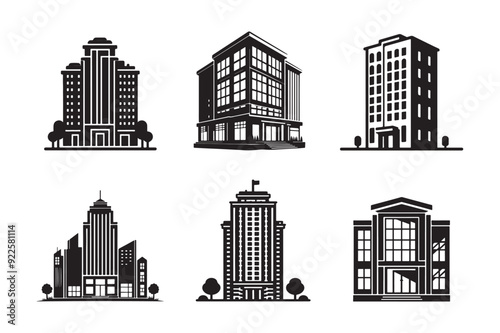 set of silhouettes of buildings