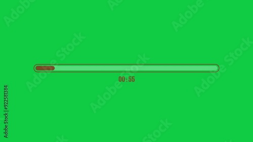 1-Minute Countdown Timer with Orange Numbers and Progress Bar on Green Screen photo