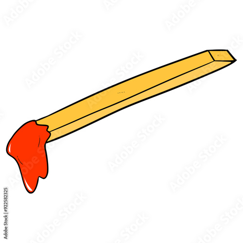 french fries dipping in ketchup illustration hand drawn isolated vector