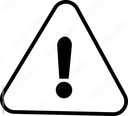 Danger warning icon. alert triangle warn sign in black flat and line vector isolated on transparent background. exclamation attention sign icon. Hazard attention alert, Risk symbol.