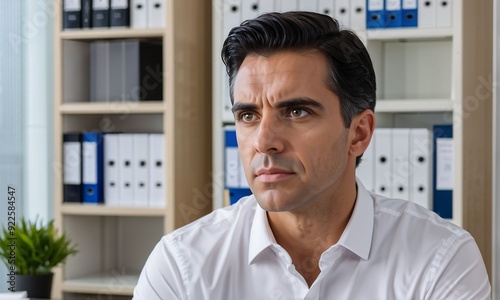 Portrait of young handsome man at office 