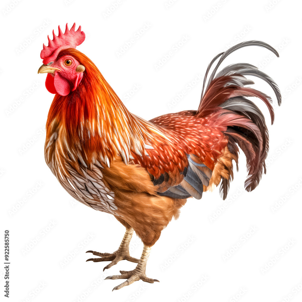 Fototapeta premium Glückliches Huhn, freigestellt vor transparentem Hintergrund, Generative AI