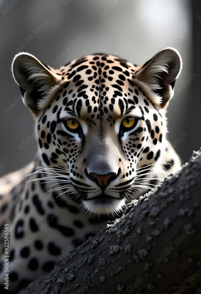 Fototapeta premium Portrait of a leopard on a tree..