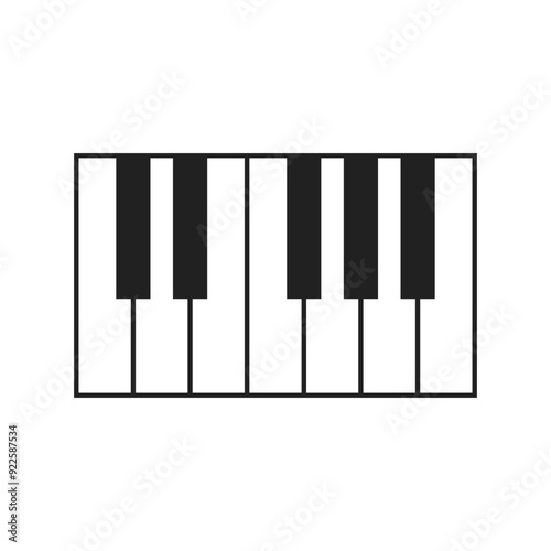 Key classical musical simple illustration of piano fragment. Instrument sign. Vector icons in flat style