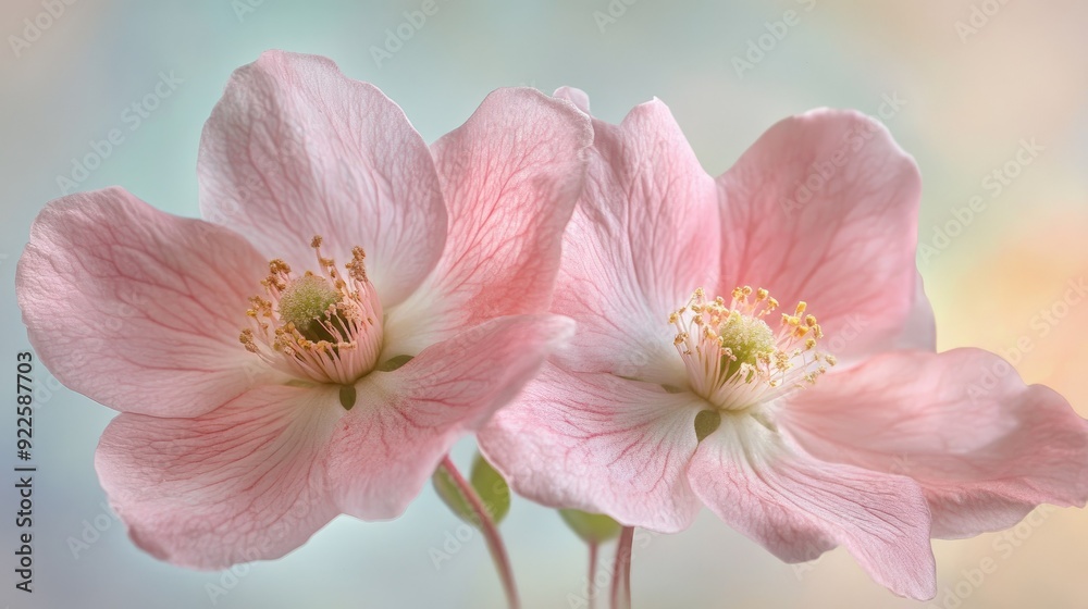 Three delicate pink flowers are grouped together, showcasing their soft color and gentle beauty. Three delicate pink flowers are grouped together, showcasing their soft color and gentle beauty.