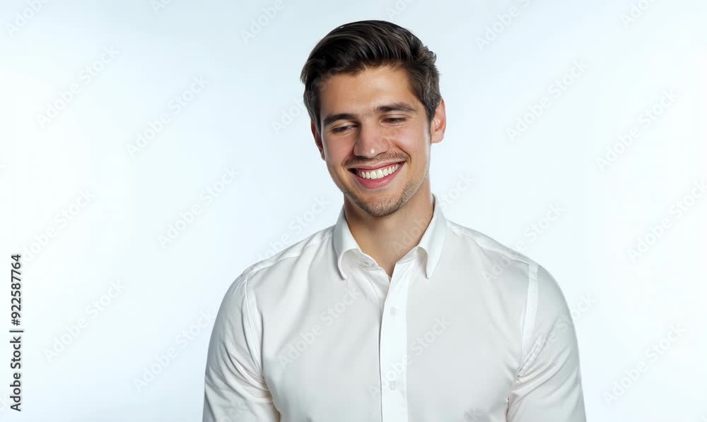 Portrait of a handsome young man smiling against a white background. Portrait of a handsome young man smiling against a white background.