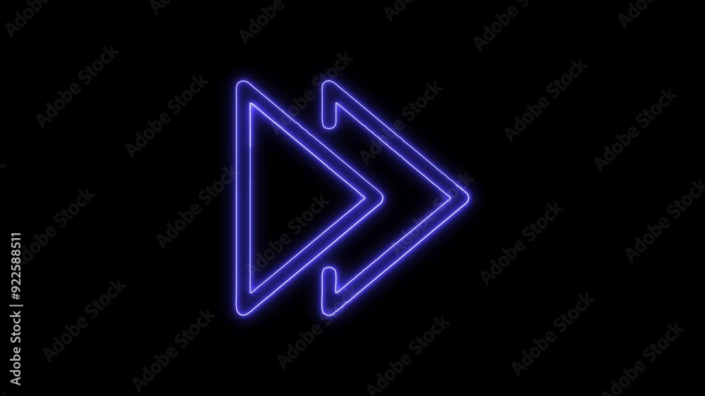 Remote Control Fast Forward Button Icon - 4K Animated Design with Linear Symbol on Black Background Remote Control Fast Forward Button Icon - 4K Animated Design with Linear Symbol on Black Background