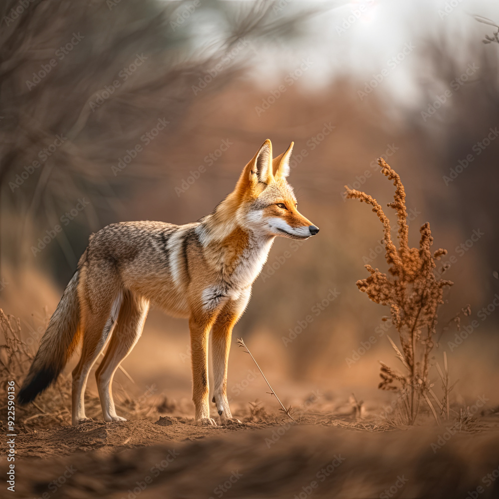 Fototapeta premium Schakal, Wildhund in freier Natur, Generative AI