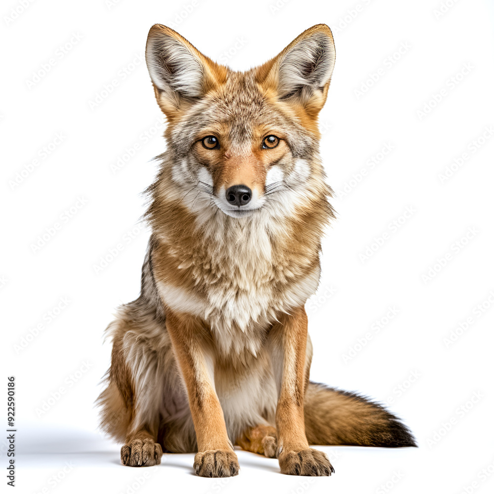 Fototapeta premium Schakal, Wildhund, freigestellt vor neutralem Hintergrund, Generative AI