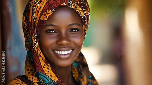 A beautiful Malian woman. Mali. A beautiful Malian woman. A joyful woman wearing a vibrant, patterned headscarf smiles warmly, showcasing cultural beauty and confidence. . #wotw