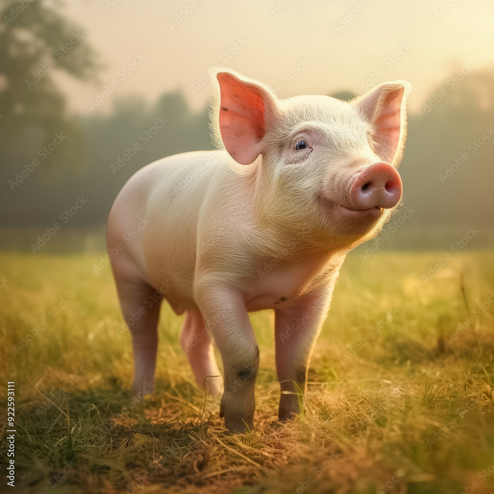 Glückliches Hauschwein im Freien, Biohaltung, Generative AI