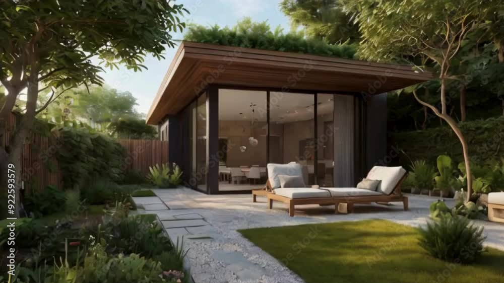 Modern Garden Studio with Patio and Green Roof Modern Garden Studio with Patio and Green Roof