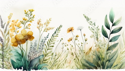 Wildblumen Hintergrund Aquarell handgemalt.