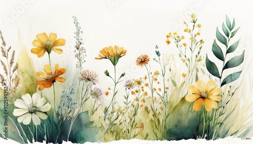 Wildblumen Hintergrund Aquarell handgemalt.