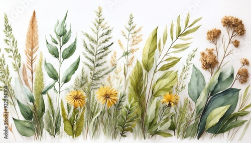 Wildblumen Hintergrund Aquarell handgemalt.