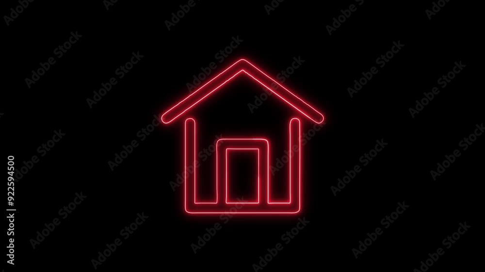 Single House Icon - 4K Animated Design with Linear Symbol on Black Background Single House Icon - 4K Animated Design with Linear Symbol on Black Background