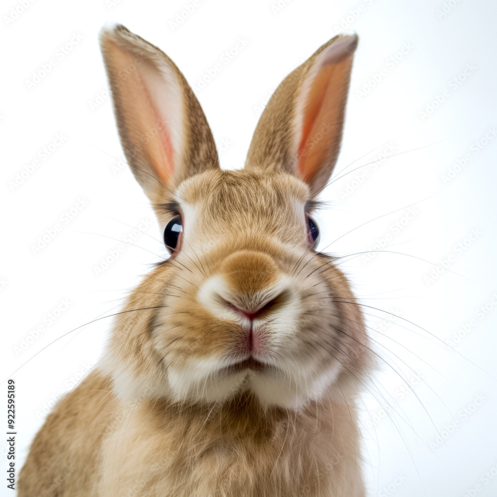 Junger Hase, Hauskaninchen, freigestellt vor weissem Hintergrund, Generative AI