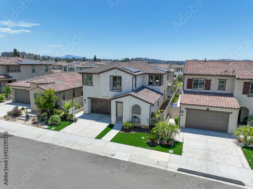 Obraz na płótnie Aerial view of middle class community big houses, Escondido, South California, USA. w salonie